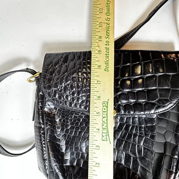 VTG Talbots Women's Black Croco Embossed Leather Turnlock Crossbody Shoulder Bag - Picture 12 of 14